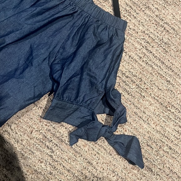 NWOT AGACI dark denim off shoulder button blouse - Picture 5 of 6